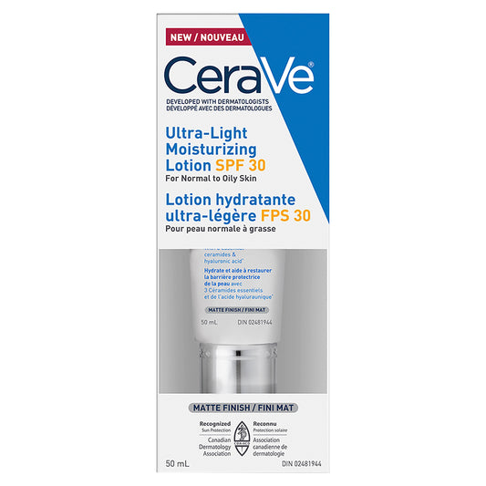 CERAVE Ultra-Light Moisturizing Lotion SPF 30 | Oil Free, Fragrance Free -50 ml