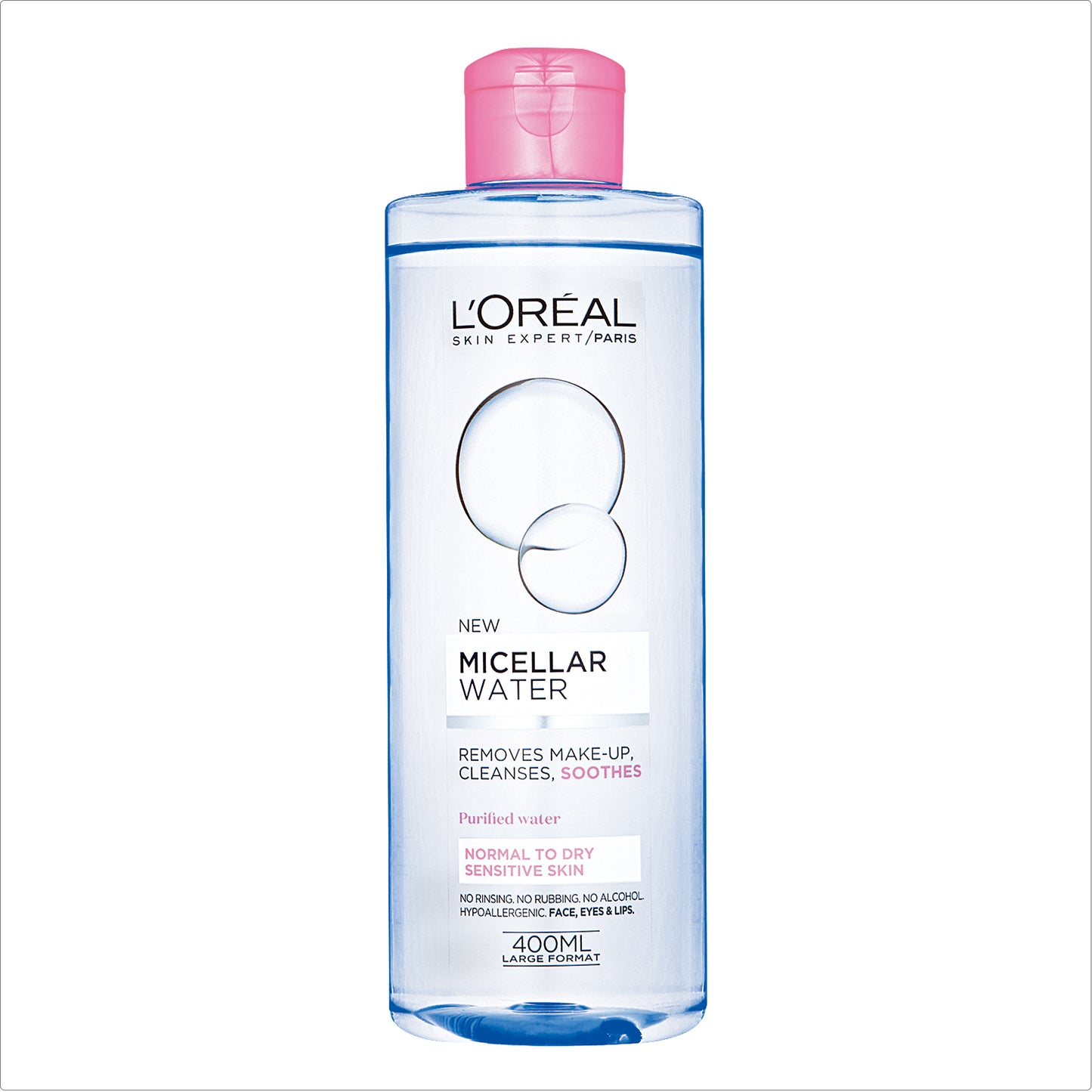 LOREAL Paris Miscellar Purified Water for Normal to Dry Skin, Removes Makeup, Cleanses & Soothes - 400ml