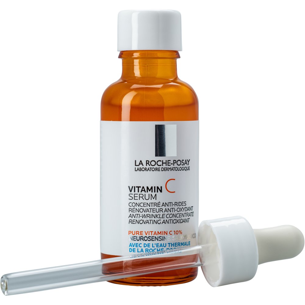 LA ROCHE-POSAY Pure Vitamin C Face Serum with Hyaluronic Acid & Salicylic Acid, Anti Aging Face Serum for Wrinkles & Uneven Skin Texture to Visibly Brighten & Smooth. - 30 ml