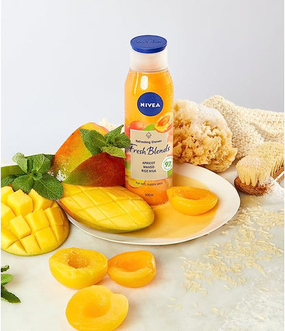 NIVEA Fresh Blends Refreshing Shower with Apricot, Mango & Rice Milk for Soft & Supple Skin - 300ml