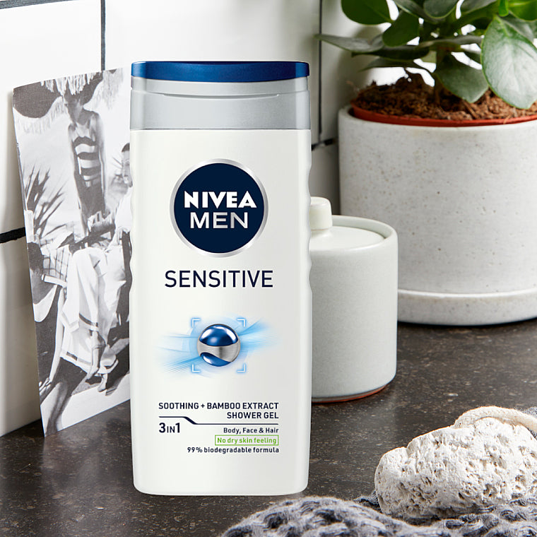 NIVEA MEN Sensitive 3 in 1 Shower Gel for Body, Face & Hair - 250ml