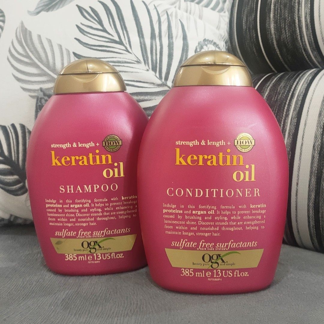 OGX Strength & Length + Keratin Oil Shampoo & Conditioner 385ml