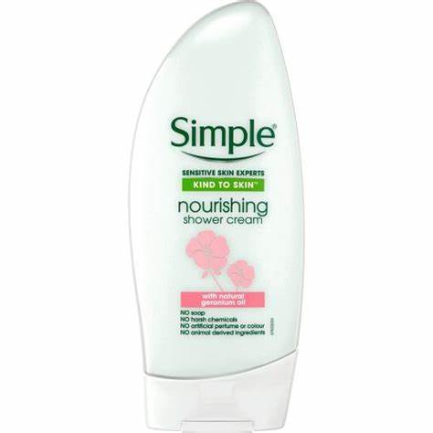 SIMPLE Sensitive Skin Expert Kind to Skin Nourishing Shower Cream with Natural Geranium Oil - 500ml - Made in UK