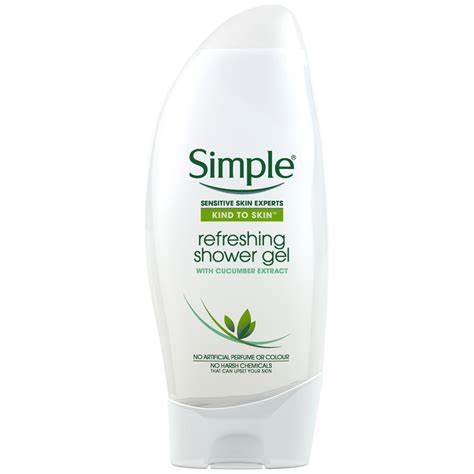 SIMPLE Kind to Skin Refreshing Shower Gel with Natural Cucumber Extract - 500ml - Made in UK