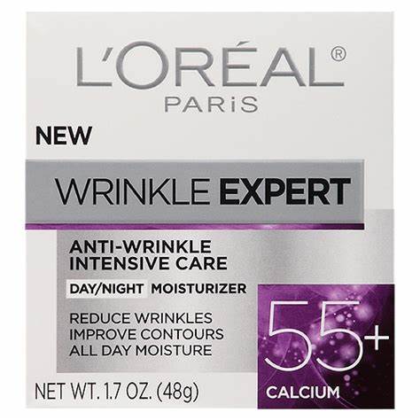 LOREAL PARIS Wrinkle Expert 55+ Anti-Aging Face Moisturizer with Calcium |Suitable for Sensitive Skin (1.7 fl. oz) - 48 g