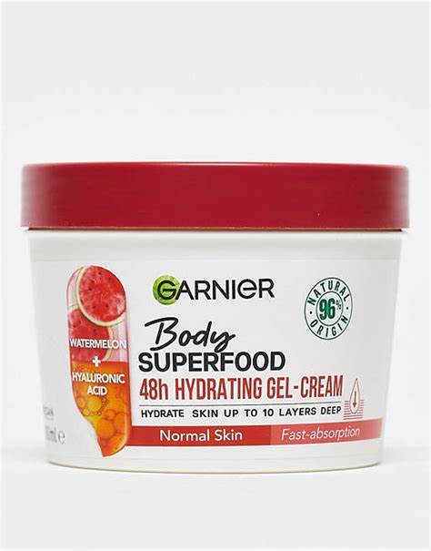 GARNIER Body Superfood Watermelon & Hyaluronic Acid 48Hrs Hydrating Gel Cream for Normal Skin - 380ml - Made in Germany