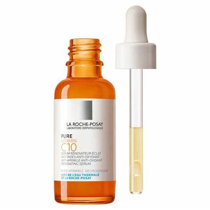 LA ROCHE-POSAY Pure Vitamin C Face Serum with Hyaluronic Acid & Salicylic Acid, Anti Aging Face Serum for Wrinkles & Uneven Skin Texture to Visibly Brighten & Smooth. - 30 ml