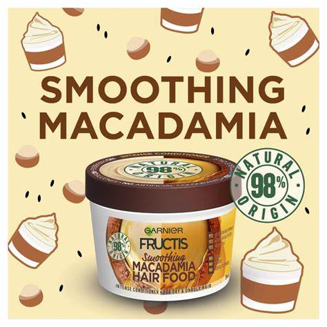 Fructis Hair Food Smoothing Macadamia for Dry & Unruly Hair - 390ml - Made in Russia