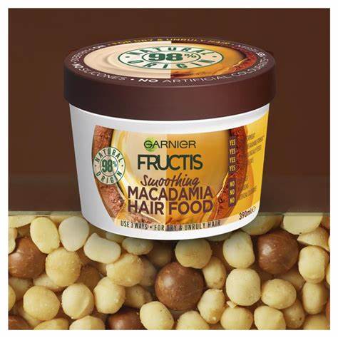 Fructis Hair Food Smoothing Macadamia for Dry & Unruly Hair - 390ml - Made in Russia