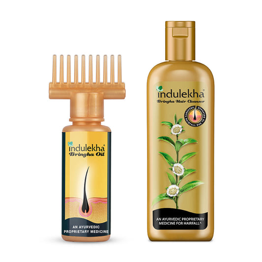 Indulekha Bringha Oil, Reduces Hair Fall And Grows New Hair, Ayurvedic Oil, Free From Parabens, Sulphates, Silicones & Synthetic Dyes 100ml