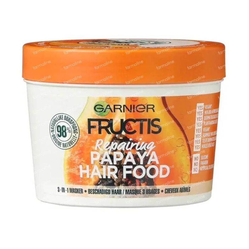 GARNIER Fructis Hair Food Repairing Papaya Hair Mask for Damaged Hair- 390ml - Made in Russia