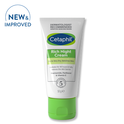 CETAPHIL Rich Night Cream for Dry to Very Dry, Sensitive Skin - 50g