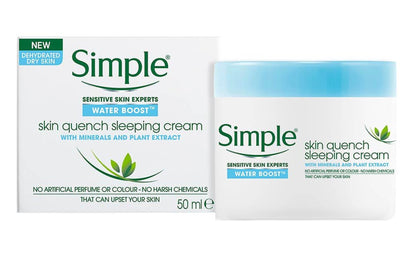 SIMPLE Skin Quench Sleeping Cream | Sensitive Skin Experts , Water Boost - 50 ml