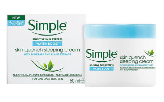 SIMPLE Skin Quench Sleeping Cream | Sensitive Skin Experts , Water Boost - 50 ml