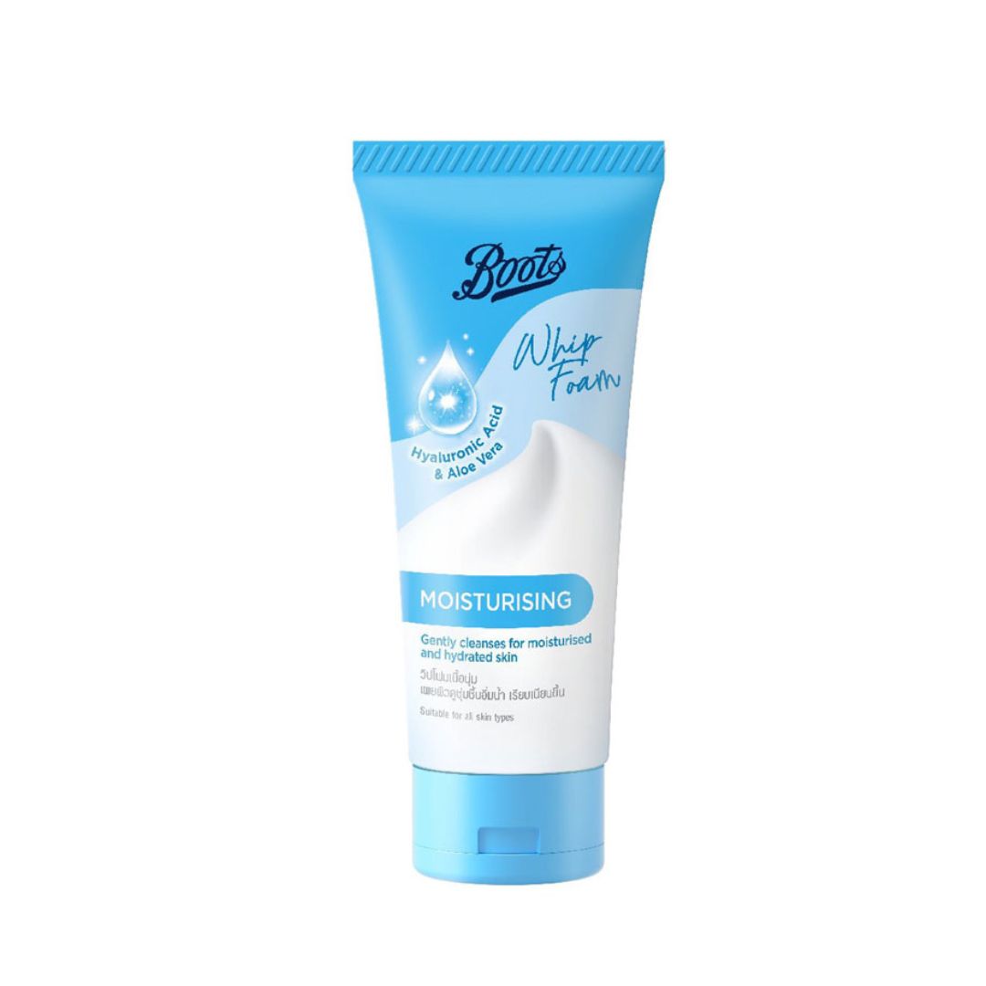 Boots Whip Foam Moisturizing Cleanser |With Hyaluronic acid & Aloe vera- 100 ml