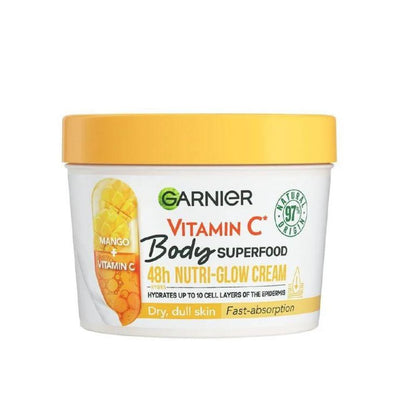 GARNIER Body Superfood Vitamin C & Mango Cream | 48 Hrs Nutri Glow Cream - 380 ml