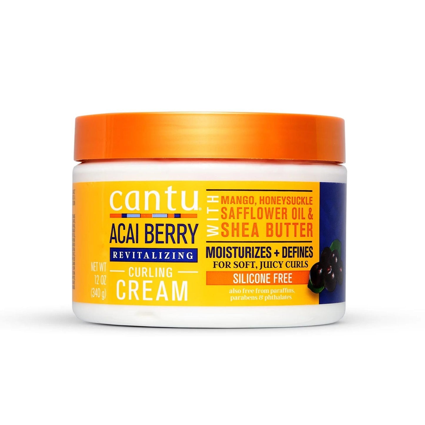 CANTU Acai Berry Revitalizing Curling Cream with and Mango , Honeysuckle Safflower Oil& She Butter - 340 g