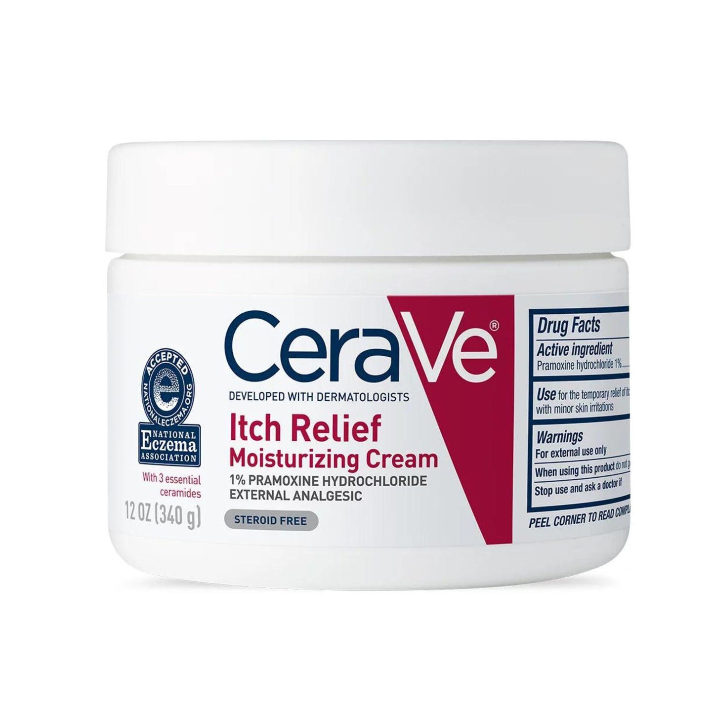 CERAVE Itch Relief Moisturizing Cream | Pramoxine Hydrochloride Cream 1 % , Steroid Free- 340 g