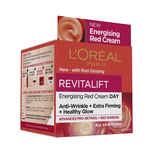 LOREAL PARIS Classic Energizing Red Day Cream | Anti-Wrinkle Firming Day Cream Advanced Pro-Retinol- 50 ml