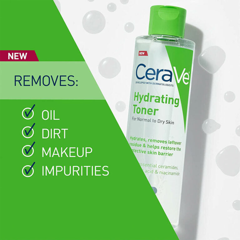 CERAVE Hydrating Toner for Face | Non-Alcoholic with Hyaluronic Acid, Niacinamide, and Ceramides for Sensitive Dry Skin, Fragrance-Free, Non Comedogenic  - 200 ml
