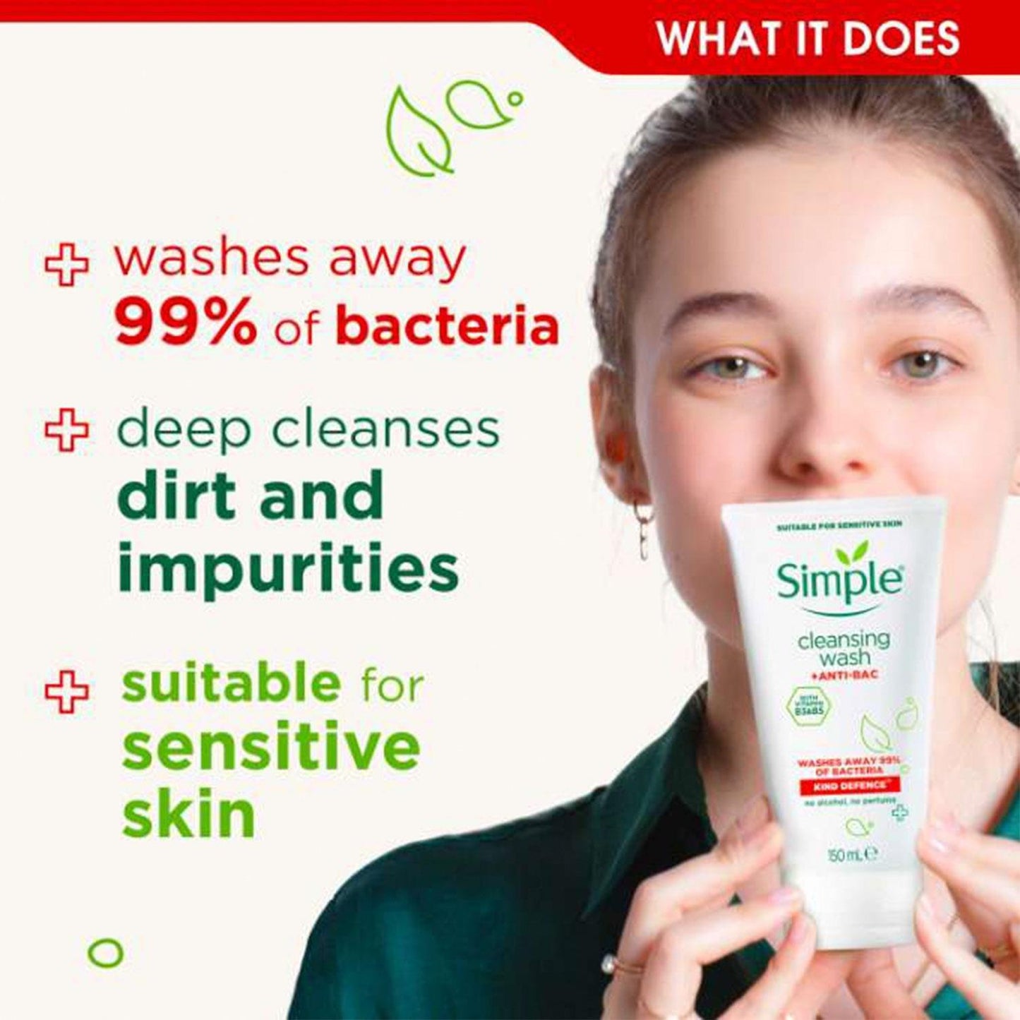 SIMPLE Anti Bacterial Cleansing Wash Kind Defence with Vitamins B3 & B5