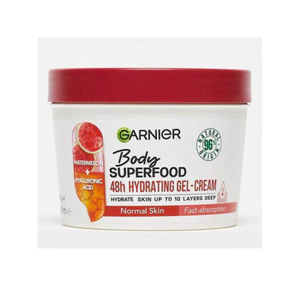 GARNIER Body Superfood Watermelon & Hyaluronic Acid 48Hrs Hydrating Gel Cream for Normal Skin - 380ml - Made in Germany