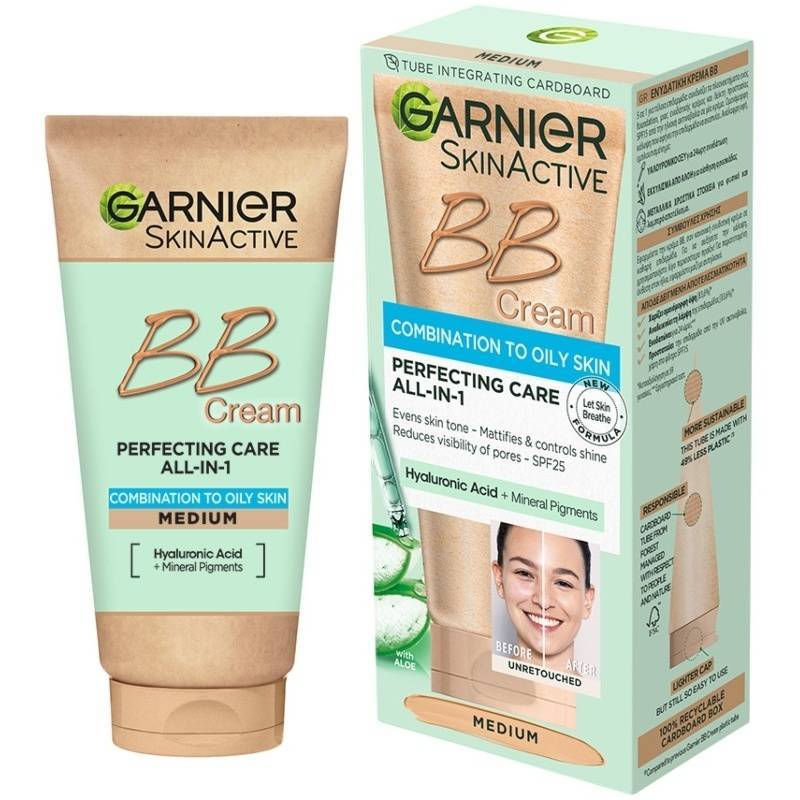 GARNIER SKINACTIVE Oil-Free BB Cream, Moisturizing Cream + SPF25 | Medium - 50 ml