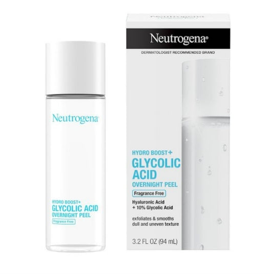 NEUTROGENA Hydro Boost+ Glycolic Acid Overnight Peel, Face Peel with Hyaluronic Acid & 10% Glycolic Acid to Exfoliate & Smooth Dull & Uneven Skin Texture, Fragrance-Free - 94 ml