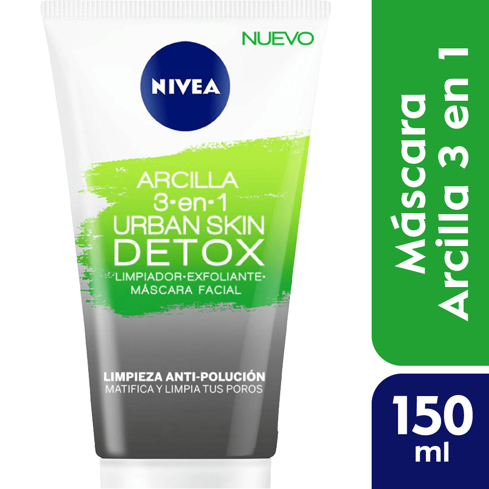 NIVEA Urban Skin 3 In 1 Detox Clay/Facial Wash - 150 ml