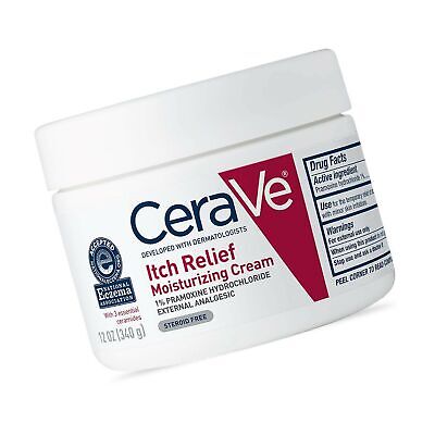 CERAVE Itch Relief Moisturizing Cream | Pramoxine Hydrochloride Cream 1 % , Steroid Free- 340 g