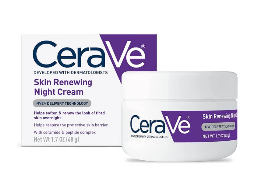 CERAVE Skin Renewing Night Cream | Niacinamide, Peptide Complex, and Hyaluronic Acid Moisturizer for Face - 48 g