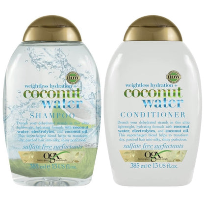 OGX Organix Weightless Hydration Coconut Water Shampoo & Conditioner Set Sulfate Free- 385ml Each